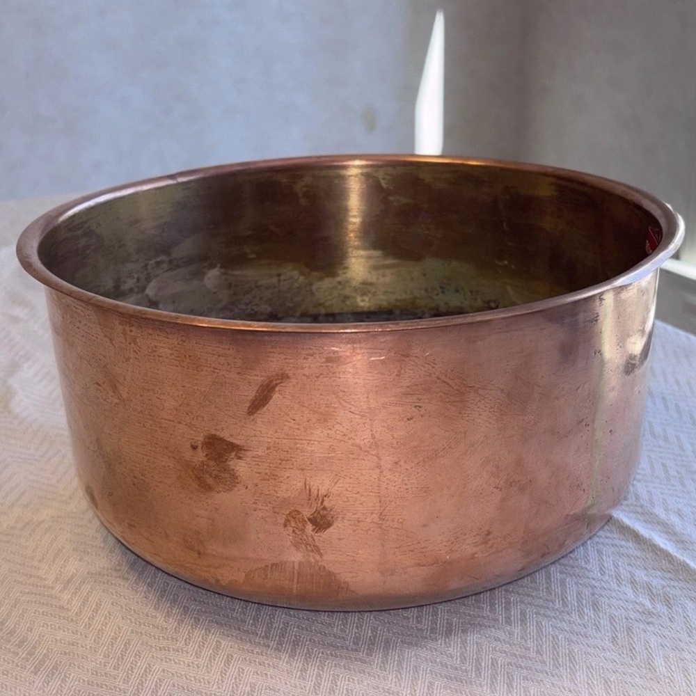 Large Antique Copper Bowl Jardiniere Hibachi Style Verdigris Patina Decor 1800’s